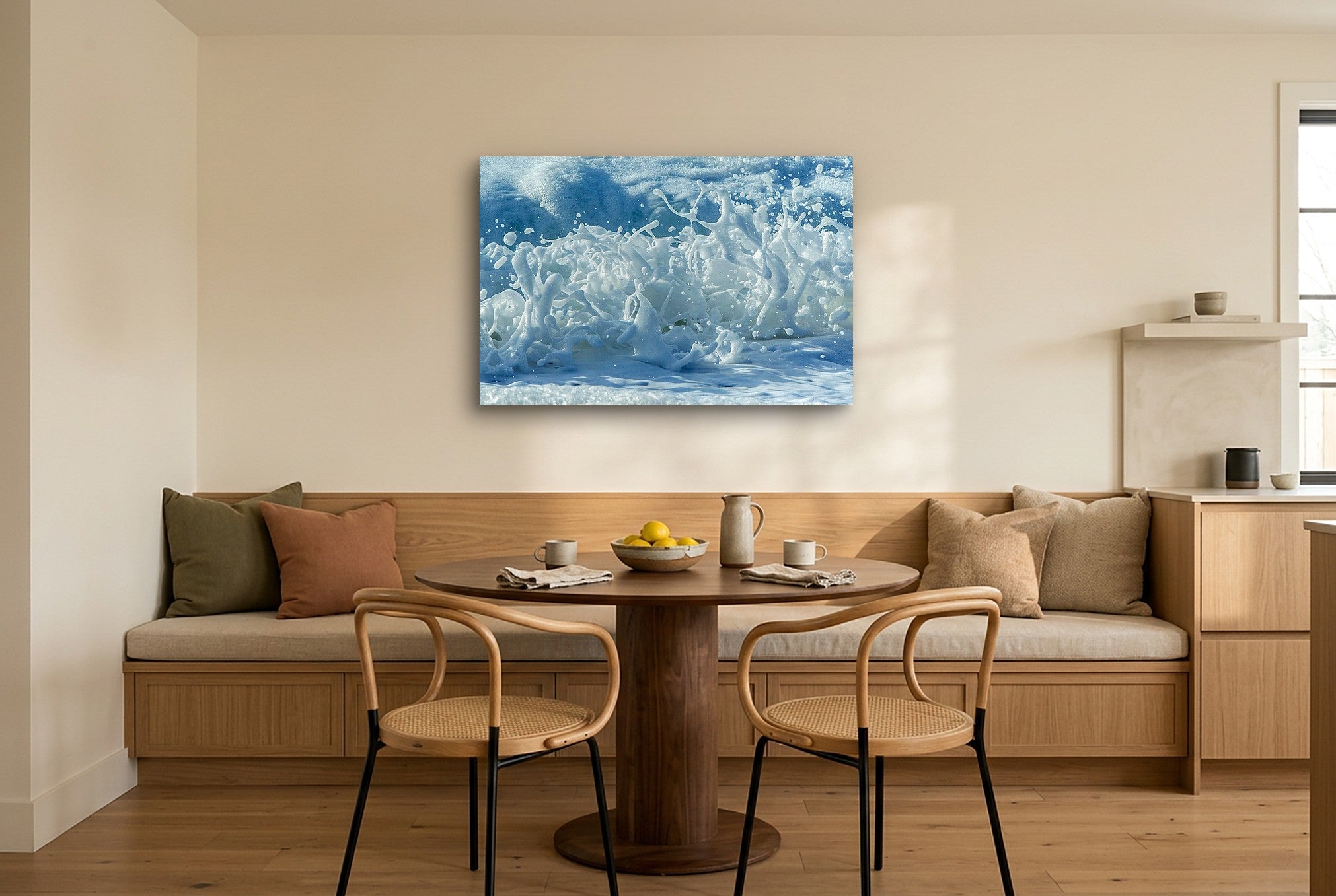 Sea Splash 42" x 28" wall art in a modern breakfast nook