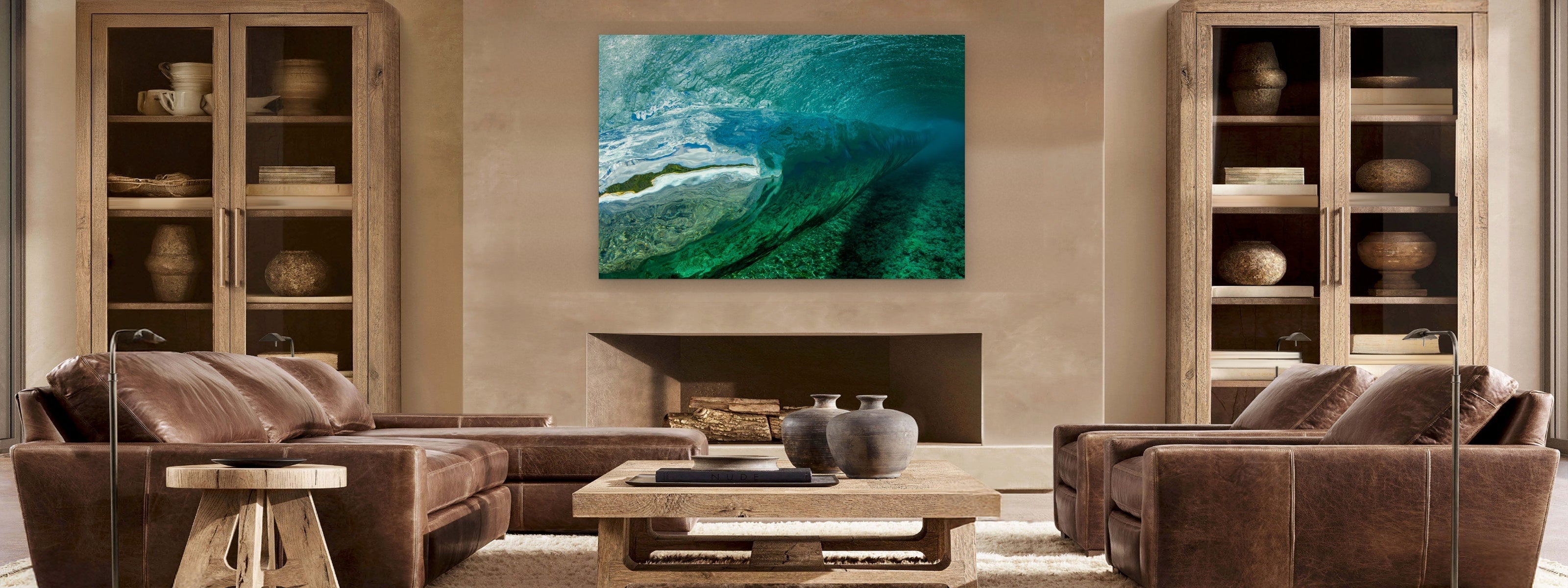 Secret Reef by Aaron Chang, shown in a living room with display cabinets