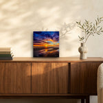 Spectacular Sunset 12" x 12" wall art on a walnut sideboard