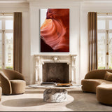 Stone Wave by Aaron Chang, shown in a living room with a marble fireplace