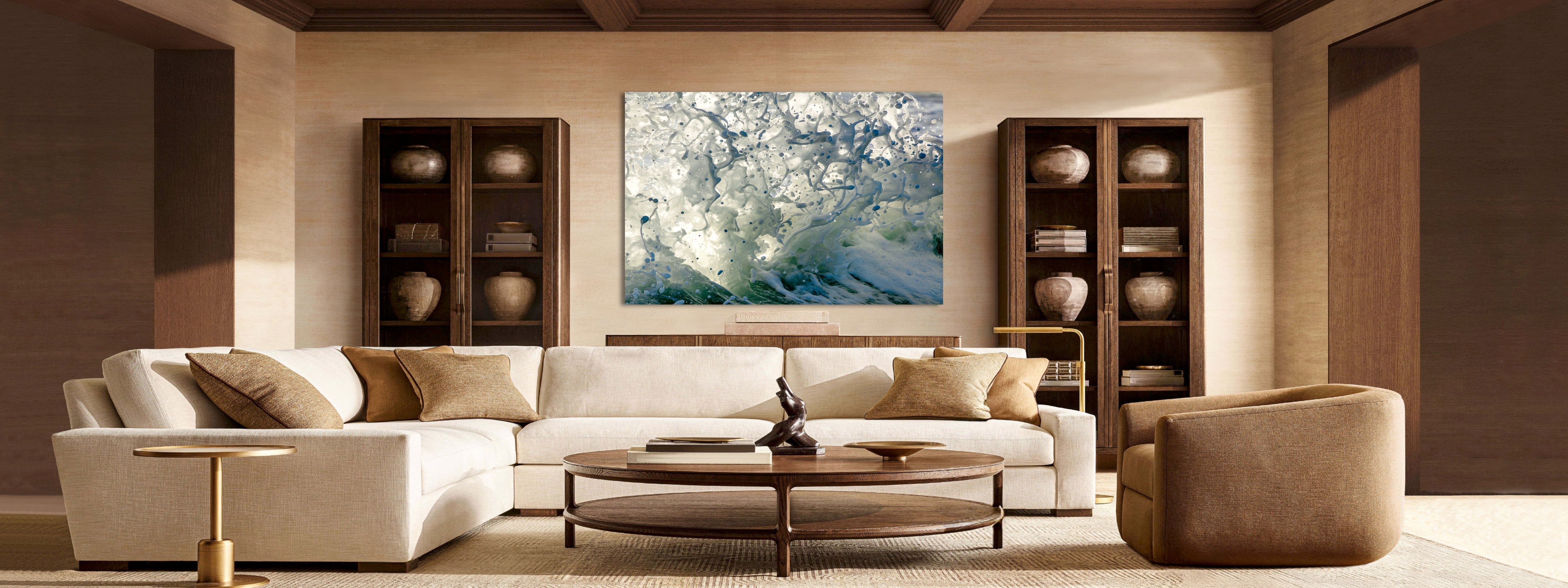 Water Matrix by Aaron Chang, shown in a living room with display cabinets