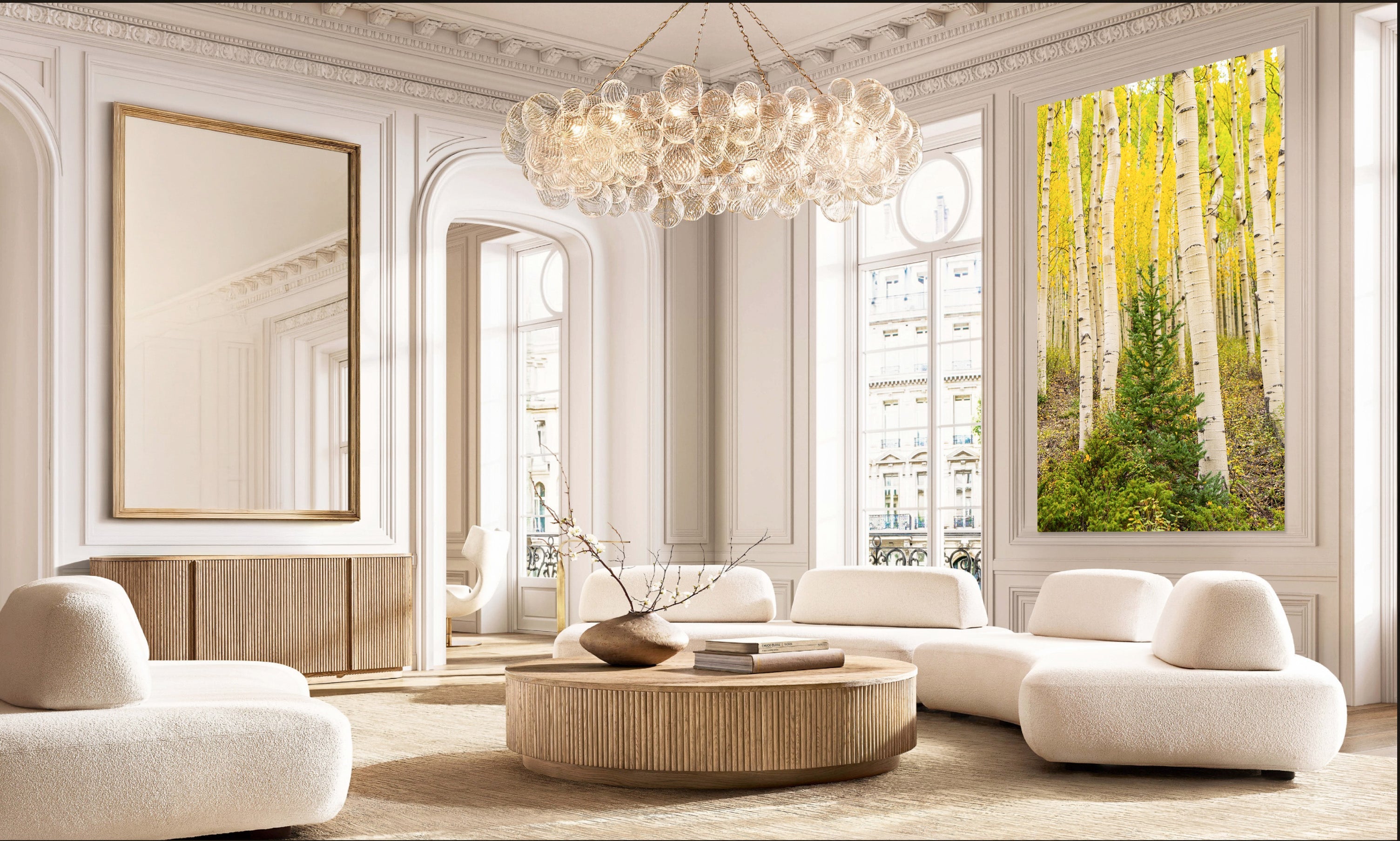 Evergreen fine art print shown in a living room