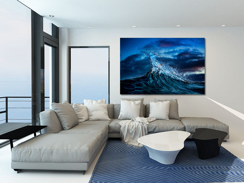 Modern waterfront living room interior